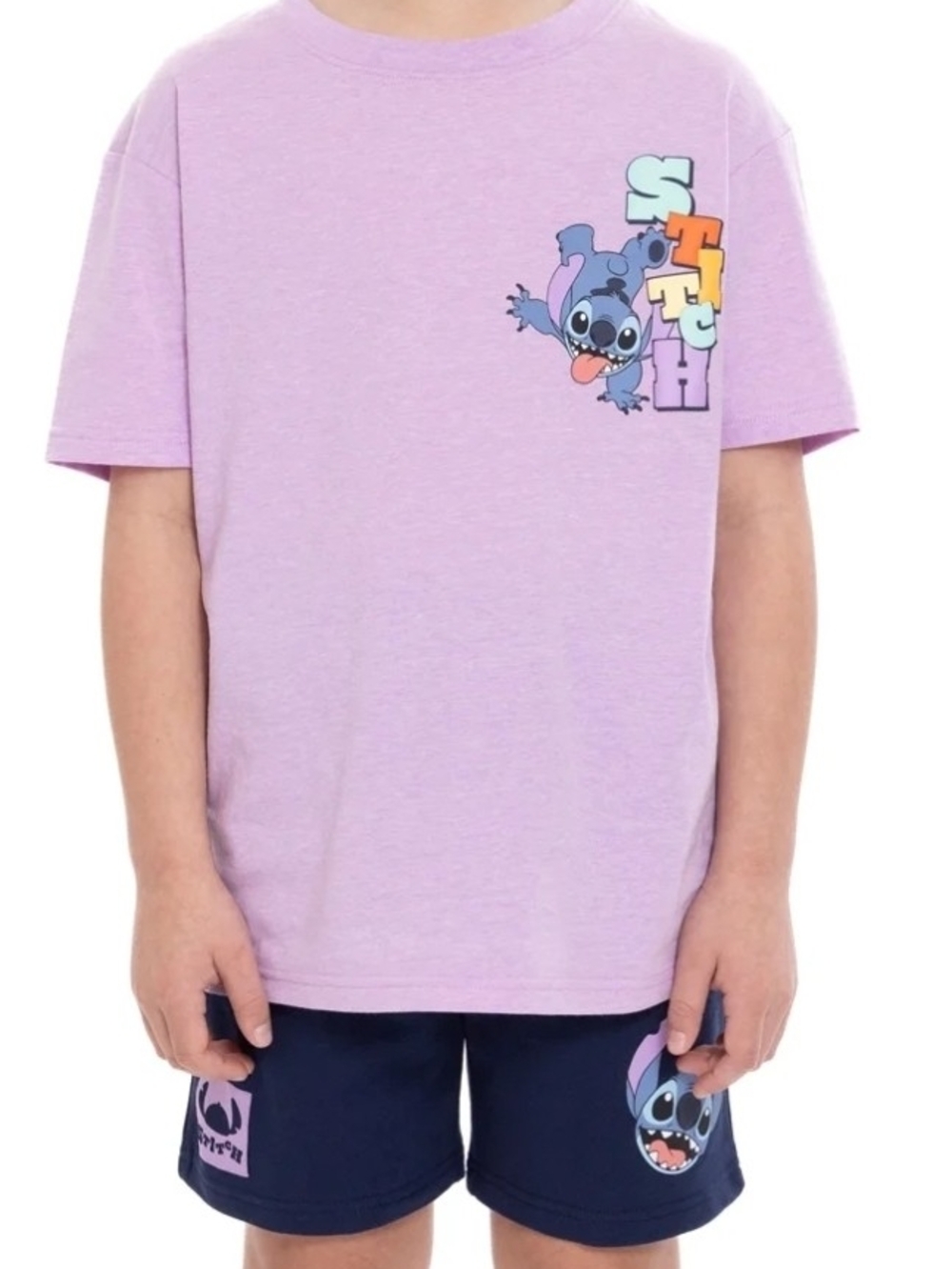 Disney Lavender Tee with Stitch Chest Graphic